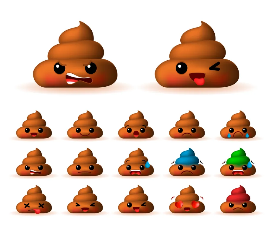 איור רפואי של צואה קשה במגוון צורות